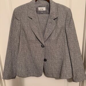 Le Suit Gray Textured Two-Button Blazer
